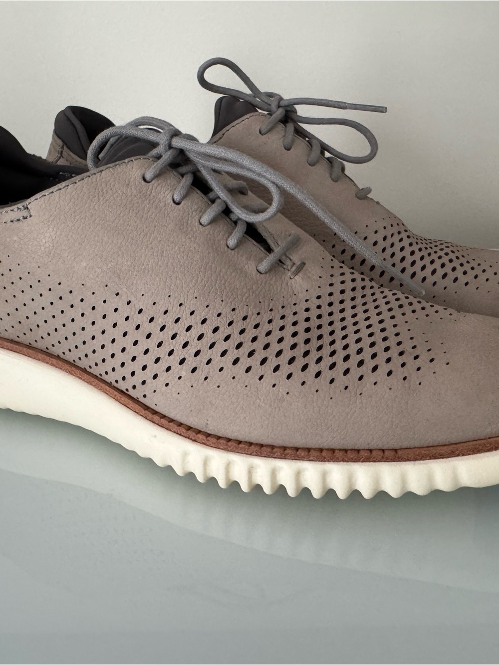 Men's Cole Han 20 GRAND Suede Perforated Lace-Up Shoes - Grey